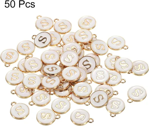Vista 3 de MECCANIXITY Dije de Letras del Alfabeto de Doble Cara, para Hacer Collar, Pulsera, Pendientes, Joyería