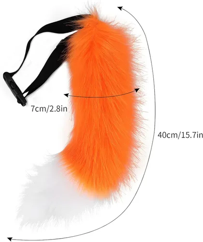 Vista 4 de BANLAN - Disfraz de cola de gato o zorro de pelo sintético para niñosadultos, cosplay, Halloween, Navidad, fiesta, talla única