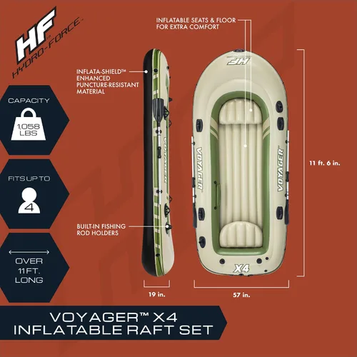 Vista 3 de Bestway Hydro-Force - Juego de balsa inflable para niños y adultos, ideal para estanques, lagos, ríos