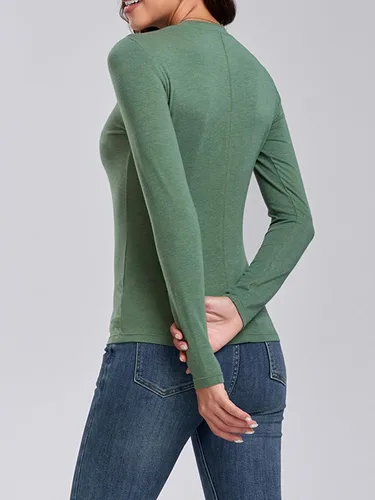 Vista 5 de Camisetas de manga larga para mujer, cuello redondo, ajustadas, sexy, básica, para salir, Dupes Y2K