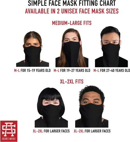 Vista 4 de Secret Artist Mascarilla facial con orejeras, bandana Bandana, mascarillas lavables. Máscara facial, bandana con orejeras. Mascarilla facial