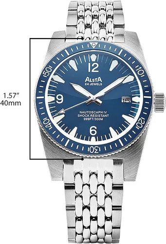 Vista 4 de Alsta Reloj superautomático Nautoscaph de 1.575 in a elección de pulsera y color de esfera