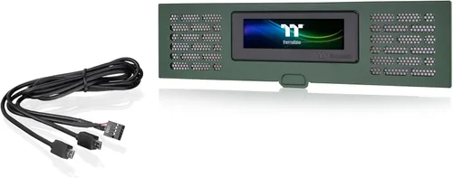Vista 6 de Kit de panel LCD Thermaltake Tower 200 Series Racing Green, pantalla LCD de 3.9", compatible con software Tt RGB Plus 2.0, AC-067-OODNAN-A1 Verde