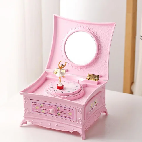 Vista 5 de JCAKES Joyero para niñas, caja de música clásica giratoria bailarina, bailarina, piano, caja de música, organizador de joyas, bailarina, caja
