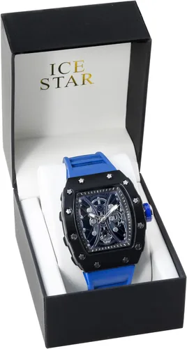 Vista 5 de ICE STAR Reloj esqueleto con forma Tonneau de 1.654 in para hombre, banda de silicona