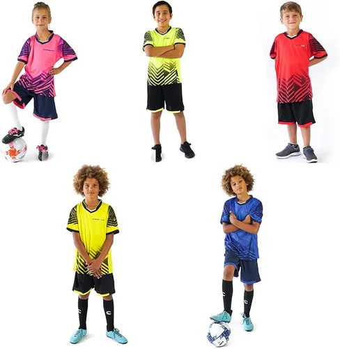 Vista 9 de PAIRFORMANCE Camisetas de fútbol para niños, uniforme de entrenamiento de equipo deportivo de 6 a 12 años, conjunto de camisetas y pantalones cortos