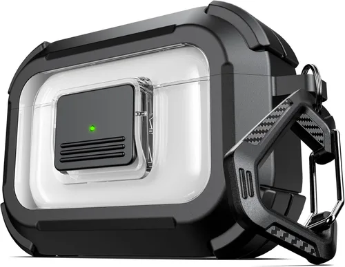 Vista 21 de RFUNGUANGO Funda para AirPods Pro 2, compatible con AirPods Pro de 2ª/1ª generación, compatible con MagSafe, bloqueo automático magnético con kit