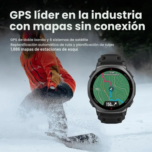 Vista 6 de Amazfit Reloj inteligente T-Rex 3 Pro, cristal de zafiro AMOLED de 1.32