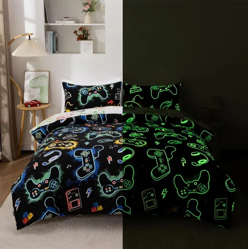 Vista 17 de Juego de edredón individual para niños y niñas, edredón de gato de 3 piezas con 2 fundas de almohada, juego de ropa de cama individual de gatito