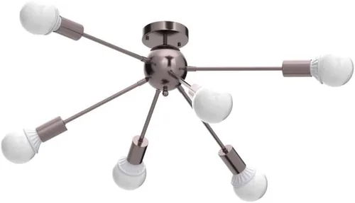 Vista 4 de LASENCHOO Lámpara de techo Sputnik, lámpara de techo de 8 luces Sputnik en níquel cepillado, lámparas de araña Sputnik, lámpara de techo moderna