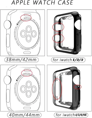 Vista 4 de Paquete de 2 fundas brillantes para Apple Watch de 1.732 pulgadas (Serie 6/5/4/SE) con protector de pantalla, cubierta de diamantes de cristal