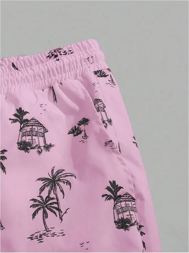 Vista 35 de GORGLITTER Conjunto de 2 piezas de camiseta gráfica de manga corta para hombre, estampado hawaiano con cordón y pantalones cortos