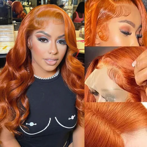 Vista 40 de Pelucas de encaje frontal de 13x4 Highlight Ombre de cabello humano ondulado 4/27 color rubio miel 9A sin pegamento HD encaje frontal transparente