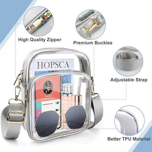 Vista 5 de COROMAY - Bolso transparente para mujer, apta para estadios