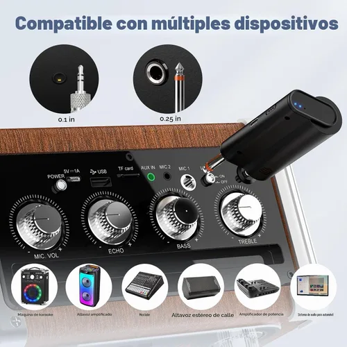 Vista 5 de HWWR Micrófonos inalámbricos, micrófonos duales UHF profesionales para karaoke, sistema de micrófono dinámico inalámbrico con receptor recargable