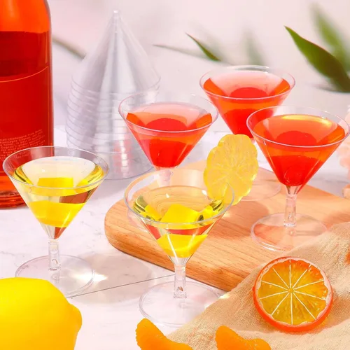 Vista 5 de Boao 100 vasos de Martini de plástico de 2 onzas, a granel, transparentes