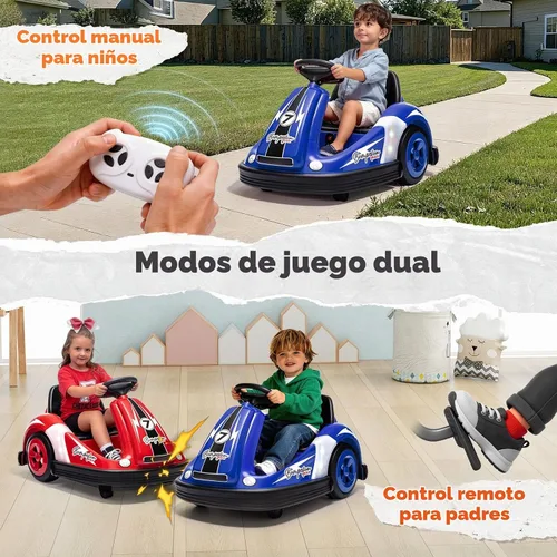 Vista 2 de Coche parachoques para niños con rueda grande, 3.1 MPh máximo, auto parachoques de 12 V con control remoto, automóvil eléctrico con calcomanías