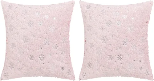 Vista 9 de MOJUN Fundas de almohada de Navidad, paquete de 2 fundas de almohada decorativas suaves y bonitas con fundas de almohada impresas con purpurina