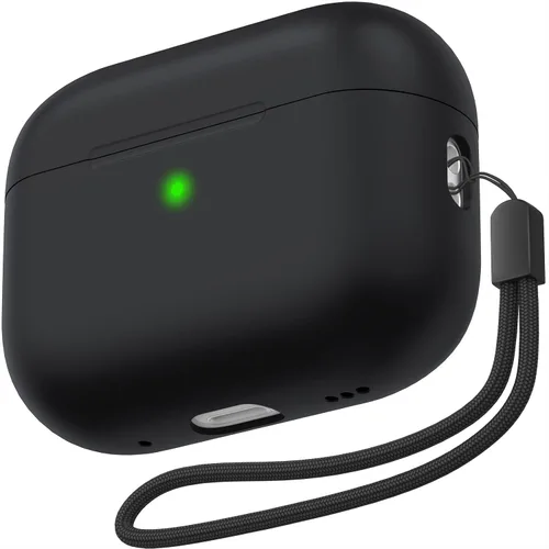 Vista 8 de NIUTRENDZ Funda para AirPods Pro 2 2022, funda protectora delgada de silicona que absorbe los golpes con cordón [LED frontal visible] (beige)