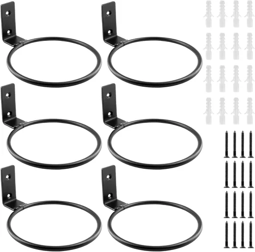 Vista 8 de Jiozermi Paquete de 2 anillos para macetas de 4 pulgadas, soporte de maceta montado en la pared, uso en interiores, negro mate, capacidad de 40