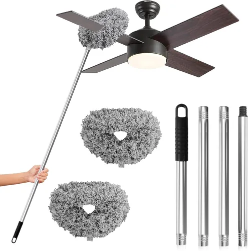 Vista 9 de DRQ Limpiador de ventilador de techo con poste de extensión de 13-48 Gris