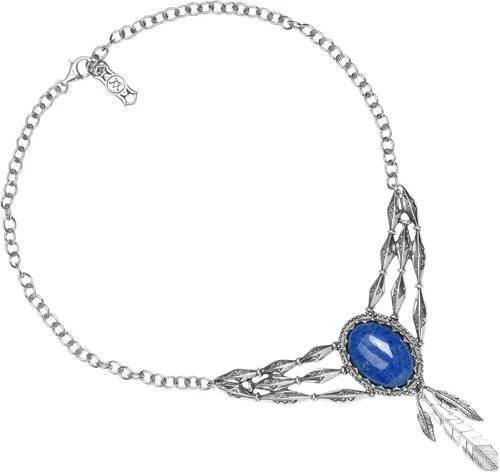 Vista 4 de American West Sterling - Placa de piedras preciosas con colgante de plumas, 16.9in