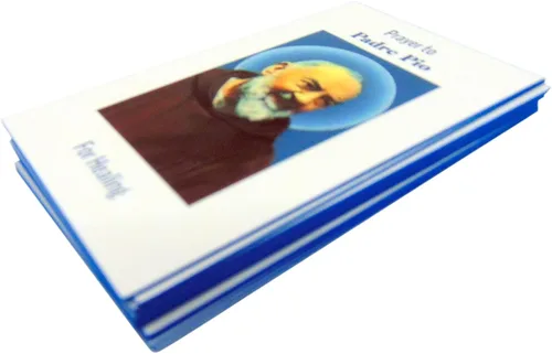 Vista 2 de Westmon Works St Pio Holy Card - Paquete a granel de tarjetas más gruesas con imagen de santa y oración del Padre Pios en la parte posterior, hechas