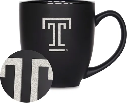 Vista 279 de Rico Industries - Taza de cerámica mate negra con grabado láser estándar de 15oz para NCAA (escuelas T & U) - Para bebidas calientes o frías