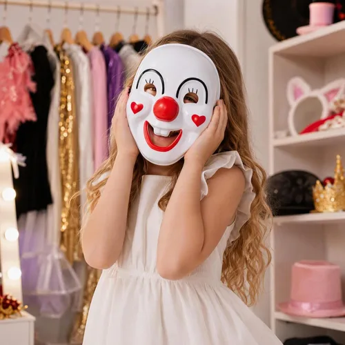 Vista 9 de Homoyoyo 2 máscaras de payaso de Halloween de plástico para mascarada