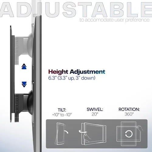 Vista 5 de VIVO MOUNT-VW01A - Soporte de pared articulado de altura ajustable para monitor individual de 17 a 32 pulgadas, para estaciones de trabajo de pie