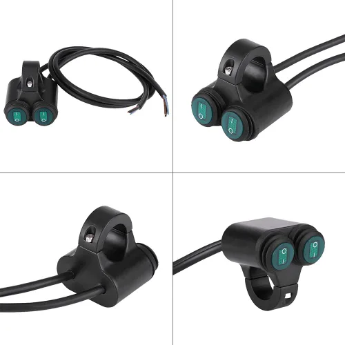 Vista 7 de Interruptor universal de luz para manillar de motocicleta de 0.866 in, luces antiniebla para manillar, interruptor de botón de control doble (A)