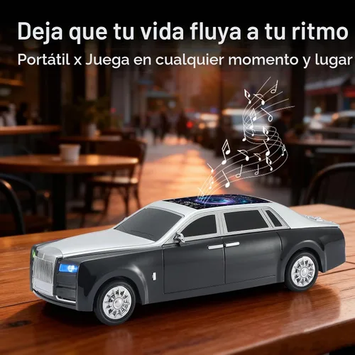 Vista 5 de Altavoz Bluetooth de lujo para automóvil con luz ambiental LED, efecto de sonido HD, salida multipuerto, altavoz Bluetooth con radio FM, regalo