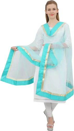 Vista 5 de Manta de bufanda de hiyab para mujer, diseño indio Net Dupatta