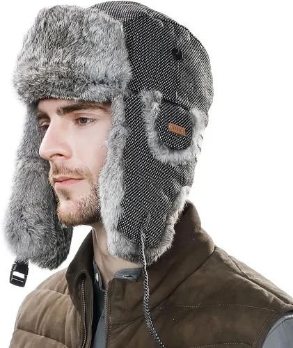 Vista 29 de Comhats Gran XL Trapper Trooper Caza Cálido Oído Solapa Rusia Ushanka Invierno Esquí Clima Frío Bombardero Sombreros para Hombres