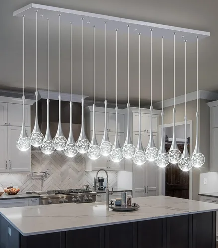 Vista 43 de Lámparas colgantes modernas para isla de cocina, LED, regulable, cristal glamuroso, iluminación colgante de techo para comedor, pasillo, dormitorio