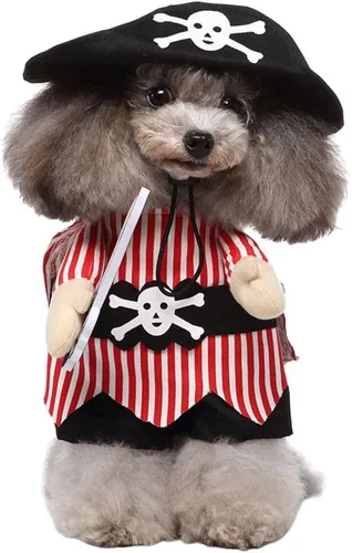 Vista 10 de Disfraz de perro mercenario para cachorro, ropa de cosplay para mascotas, disfraz divertido de Halloween y Navidad, para gatos y perros pequeños
