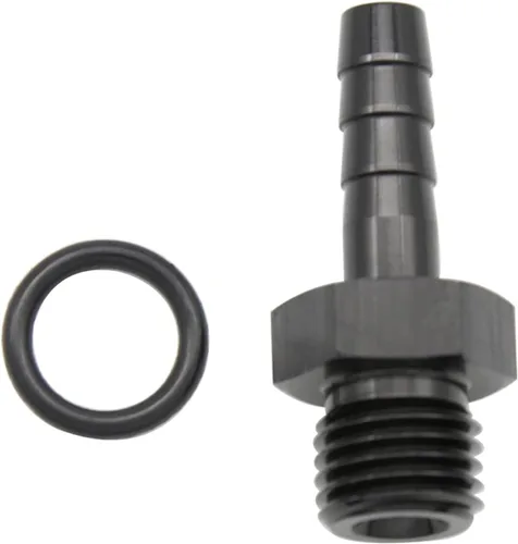 Vista 4 de Aluminio -4 AN ORB macho a 1/4 "(6.35mm) Barb Push On Manguera Adaptador Negro