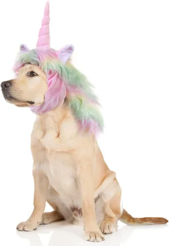 Vista 10 de Divertido disfraz de reno y alce para perro, bonita peluca peluda para Halloween y Navidad