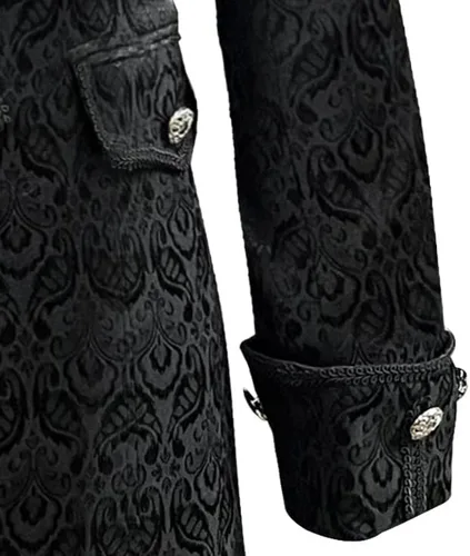 Vista 7 de Chaqueta medieval gótica steampunk para hombre, disfraz victoriano de vampiro pirata, abrigo