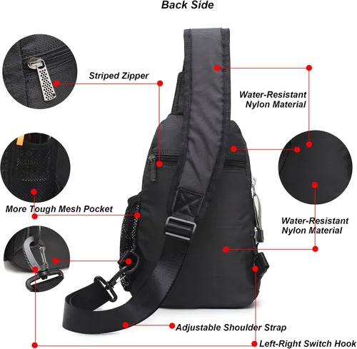 Vista 3 de Mochila Nicgid Sling bag crossbody bolsas para tablet ipad al aire libre, senderismo