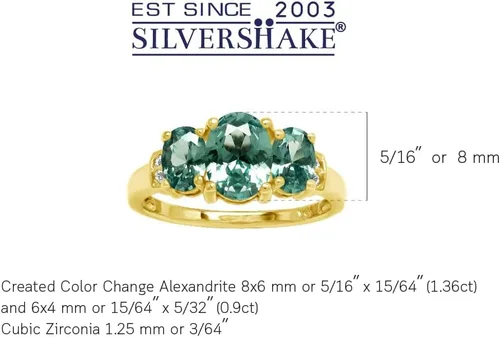 Vista 3 de Silvershake Anillo de Declaración Clásico de 3 Piedras de Forma Ovalada con Gemas de Piedra Natal de Plata Esterlina 925 Chapado en Oro Blanco o Oro
