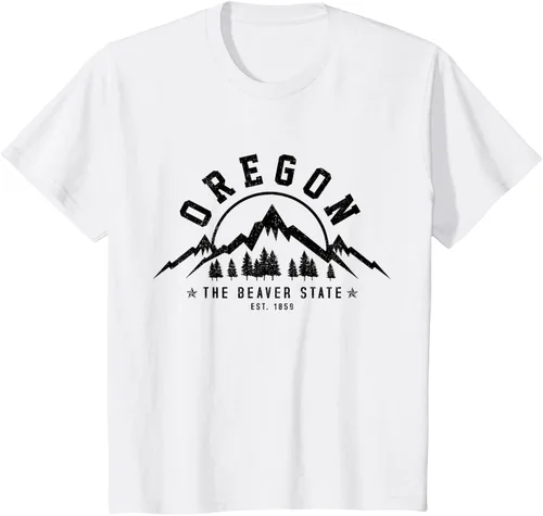 Vista 20 de Oregon The Beaver State Est. 1859 Vintage Mountains - Camiseta de regalo, gris, S