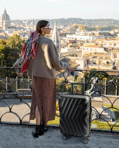 Vista 7 de BAGSMART Equipaje de viaje para equipaje de mano Azul marino Equipaje rígido con ruedas giratorias