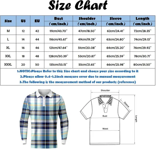Vista 3 de Polo de manga larga con cremallera para hombre, camisetas de golf con estampado moderno suave y cómodo de algodón