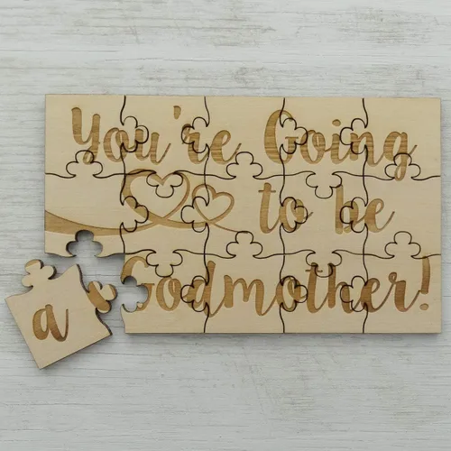 Vista 4 de You're Going to Be a Godmother - Rompecabezas de madera de tilo de 15 piezas, anuncio sorpresa de embarazo