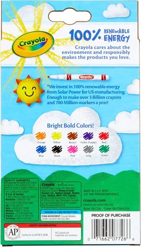 Vista 4 de Crayola 10 unidades marcadores clásicos punta fina., Paquete de 1, Variados