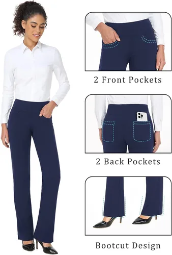 Vista 31 de Safort Pantalones de yoga con entrepierna de 28" 30" 32" 34"más amplios en la parte inferior para botas altas, 4 bolsillos, UPF50+