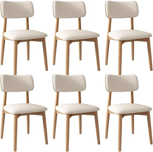 Vista 30 de YVYKFZD Solid Wood Dining Chairs, Kitchen Chairs Set with Curved Backrest, Leather Upholstered Dining Room Chair, Armless Living Room Chair, for