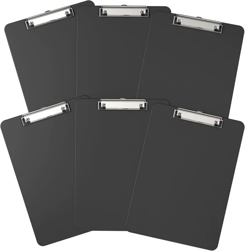 Vista 17 de Portapapeles de plástico, tablero de clip negro A4 de 8.5 x 11 pulgadas para aula, estudiantes, niños, mujeres, tamaño 9 x 12.5 pulgadas con clip