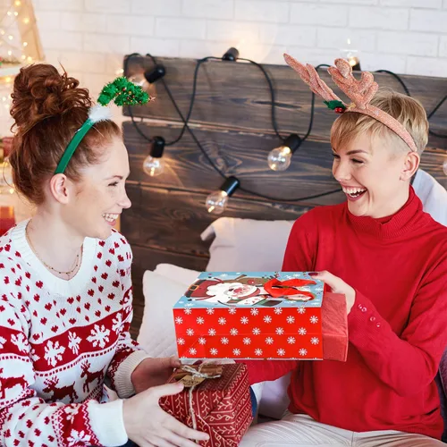 Vista 7 de GITMIWS Paquete de 12 bolsas de regalo de Navidad con papel de seda, bolsa de regalo de papel de Navidad grande de 12.6 pulgadas para regalos